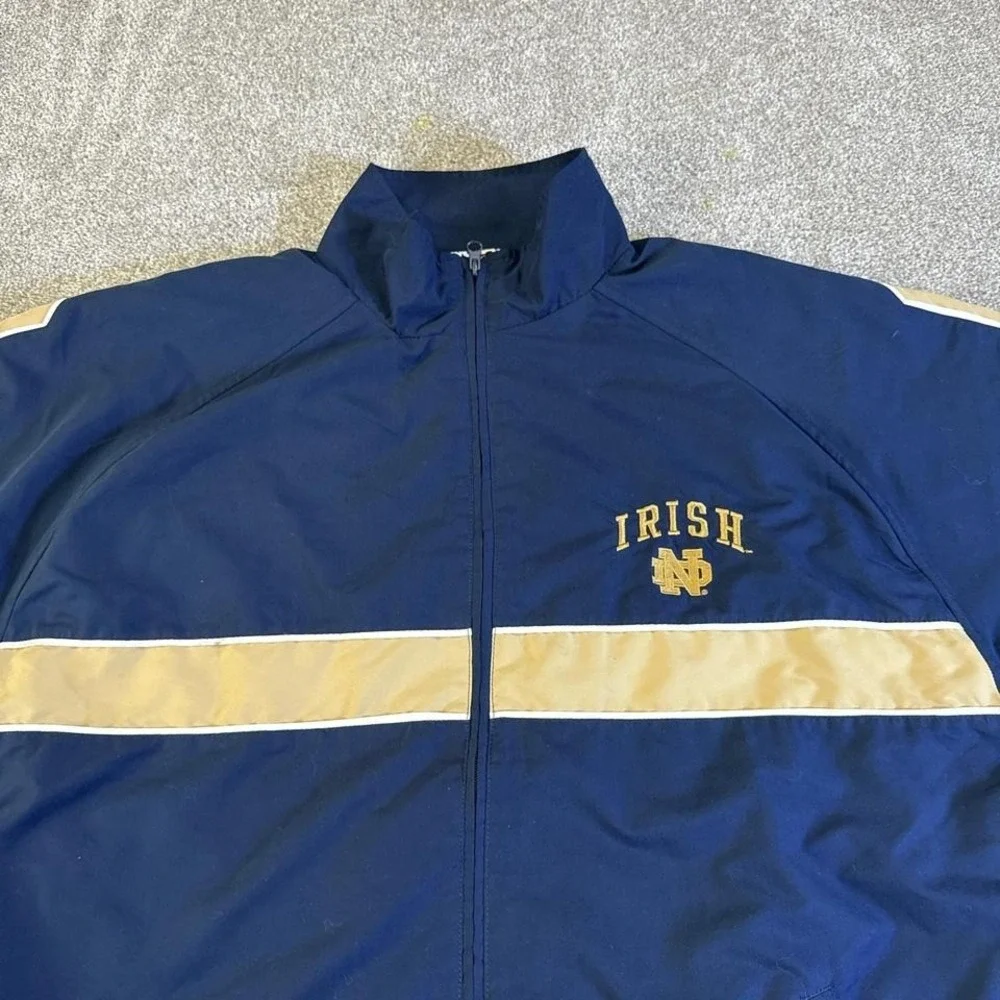 Vintage Notre Dame Embroidered Full Zip Jacket Large NCAA Irish
